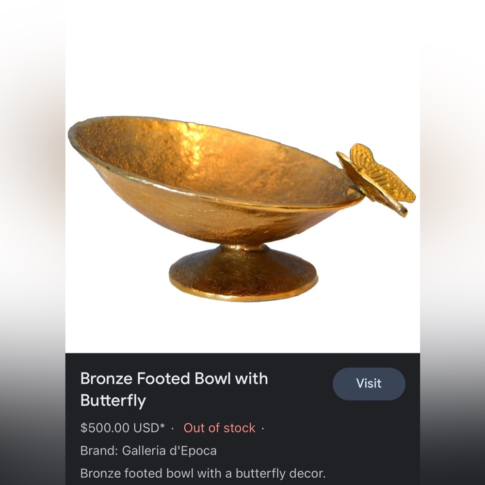 ๐HP๐ Beautiful asymmetrical metal pedestal bowl with butterfly. - Picture 10 of 10